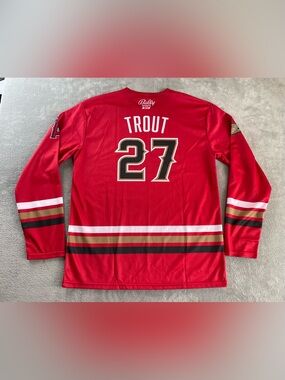 Mike Trout SGA Hockey Jersey Shirt Anaheim Ducks Angels XL / L long sleeve poly